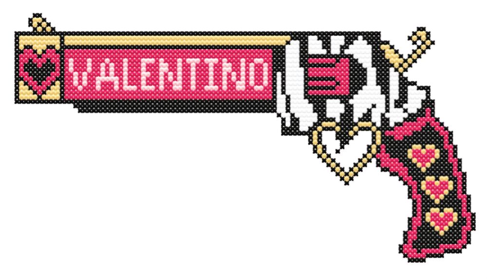 Hazbin Hotel: Valentino's Gun Cross Stitch Pattern